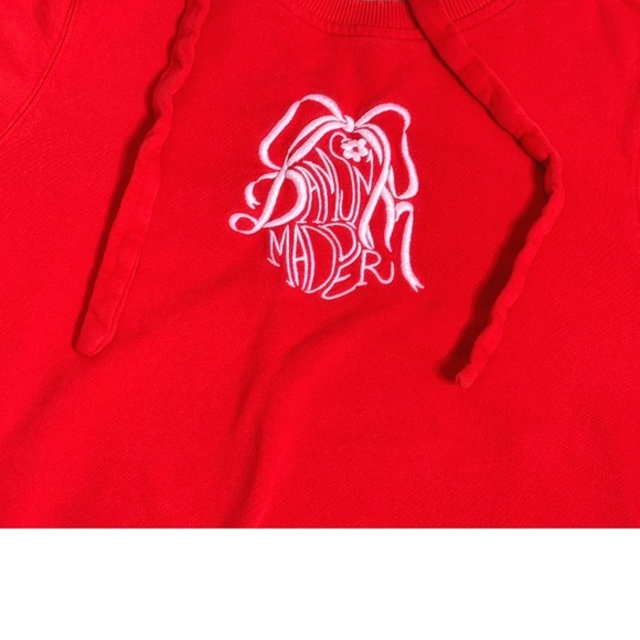 Damson Madder Sweatshirt Feminine Logo Self Tie Bow Back Red Worn In Look Size 8 - Picture 4 of 16